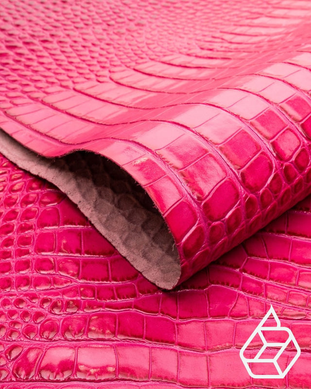 Cow leather with a crocodile print - Pink crocodile print | Como Collection