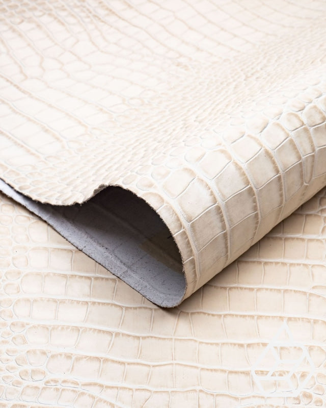 Cow leather with a crocodile print - Ivory crocodile print | Como Collection