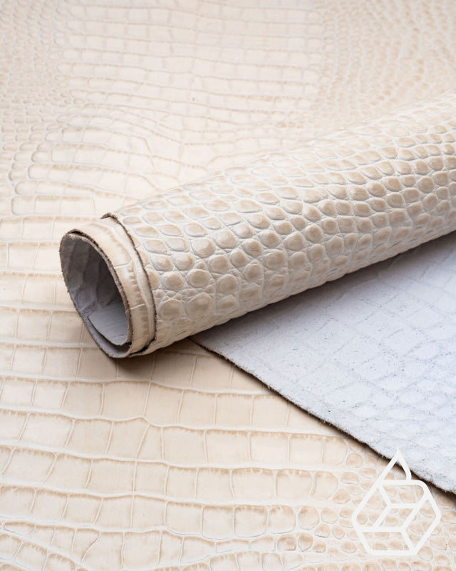 Cow leather with a crocodile print - Ivory crocodile print | Como Collection