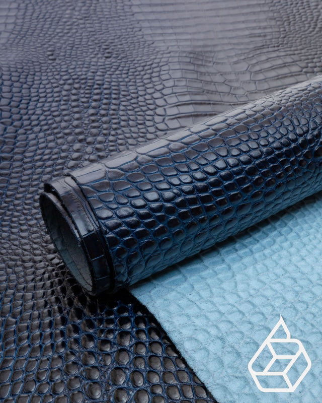 Cow leather with a crocodile print - Blue crocodile print | Como Collection