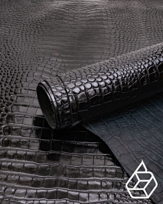 Cow leather with a crocodile print - Black crocodile print | Como Collection