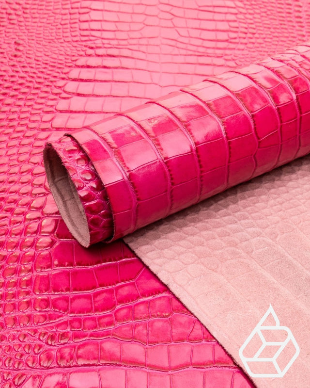 Cow leather with a crocodile print - Pink crocodile print | Como Collection