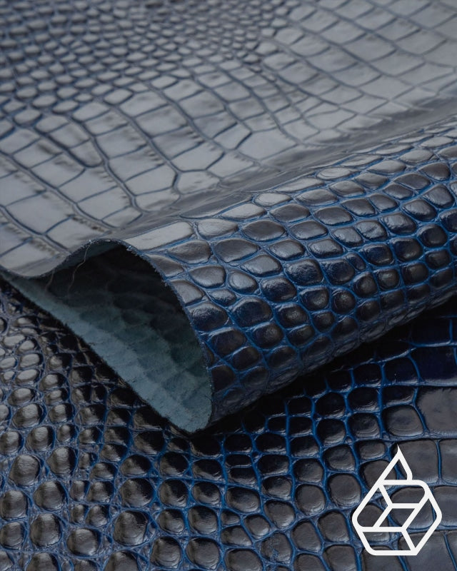 Cow leather with a crocodile print - Blue crocodile print | Como Collection