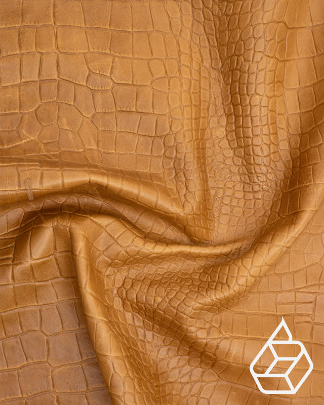 Limited Print Collection | Calf Leather With Crocodile Cognac / Panel (30 X 20 Cm) Leer