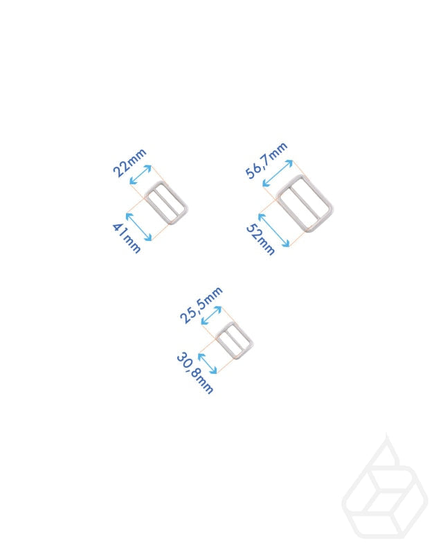 Rechthoekige Schuifgesp | Zilver 3 Binnenmaten Fournituren