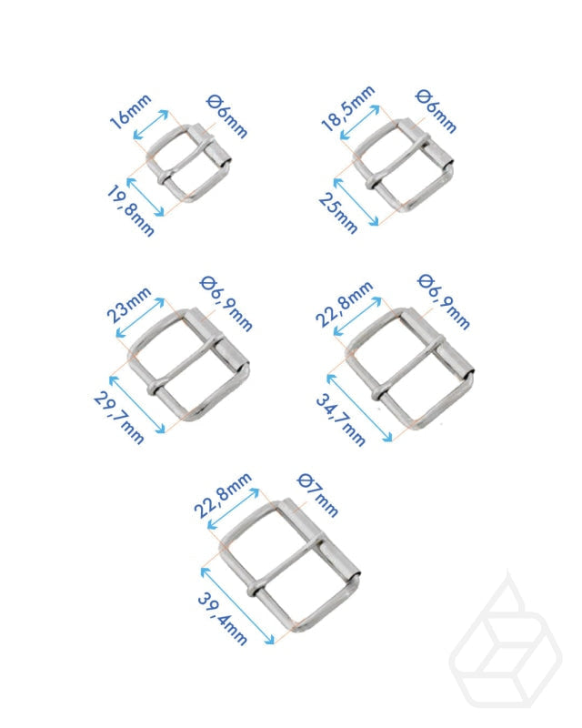 Rechthoekige Rolgesp | Zilver 5 Binnenmaten Fournituren