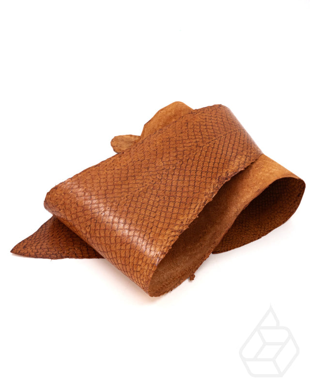 Salmon Closed Collection | Fish Leather With Scales And Silk Gloss Cognac Leer