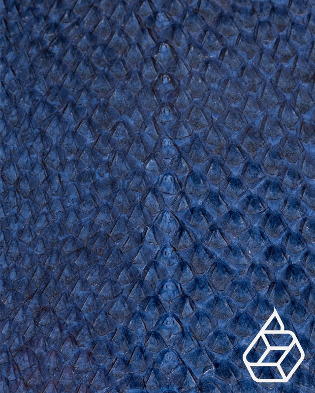 Fish leather with closed scales and silk gloss - Blue - | Salmon closed Collection