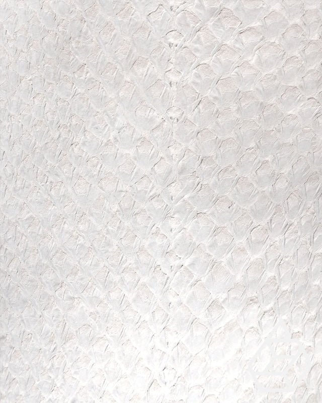 Fish leather with closed scales and silk gloss - White - | Salmon closed Collection