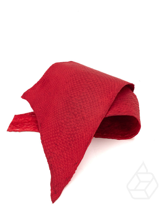 Salmon Matte Collection | Fish Leather With Closed Scales And Finish Red Leer