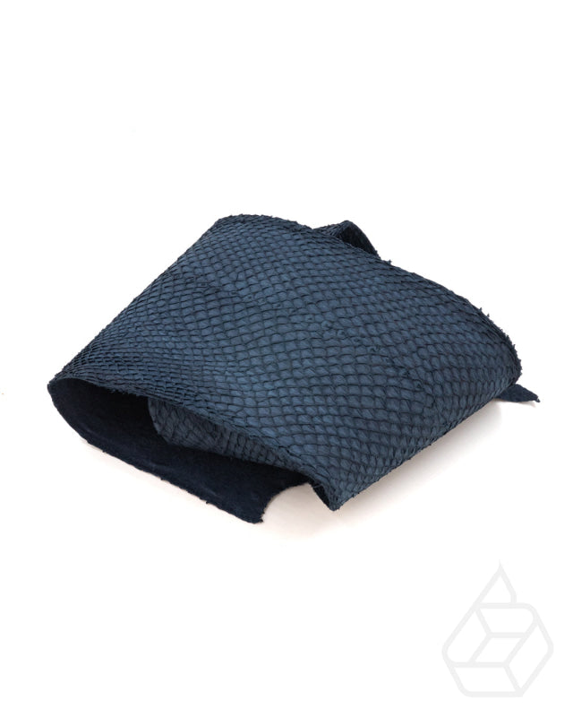 Salmon Open Collection | Fish Leather With Scales Navy Leer