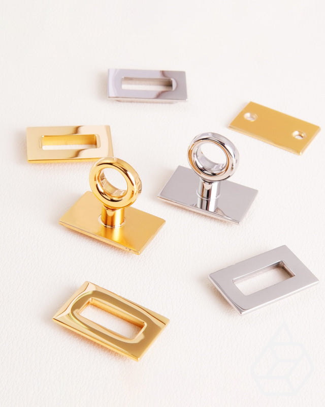 Stainless Steel Circle-Head Rectangular Turning Lock | Gold And Silver 18 5 X 29 Mm Fournituren