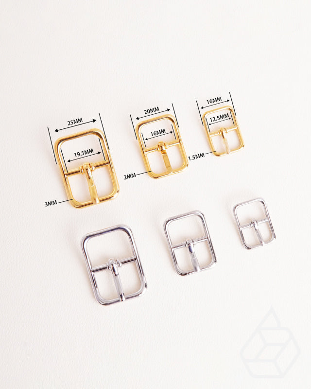 Stainless Steel Rectangular Buckle With Center Bar | Gold And Silver 3 Inner Sizes Fournituren