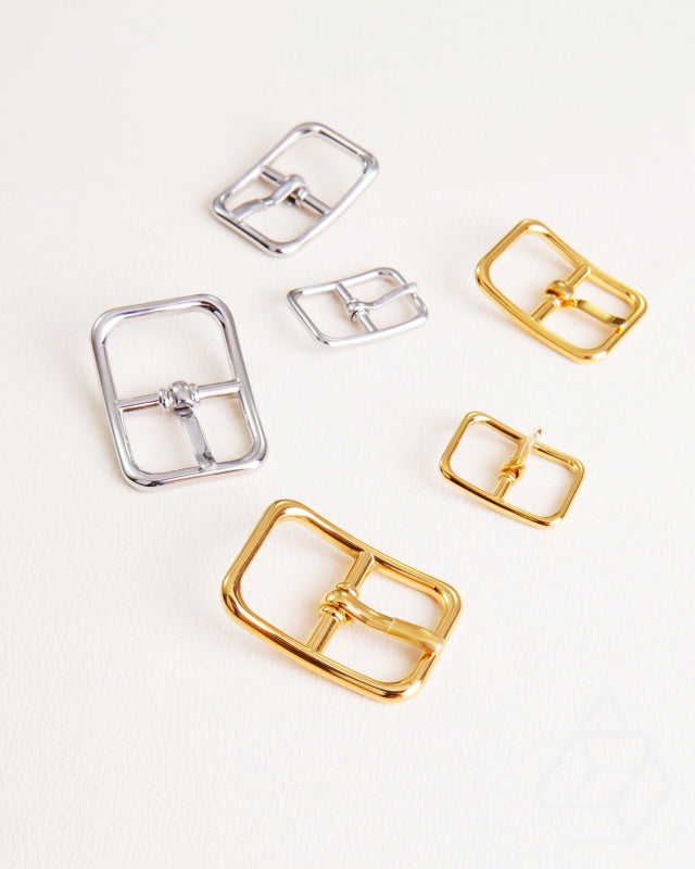 Stainless Steel Rectangular Buckle With Center Bar | Gold And Silver 3 Inner Sizes Fournituren