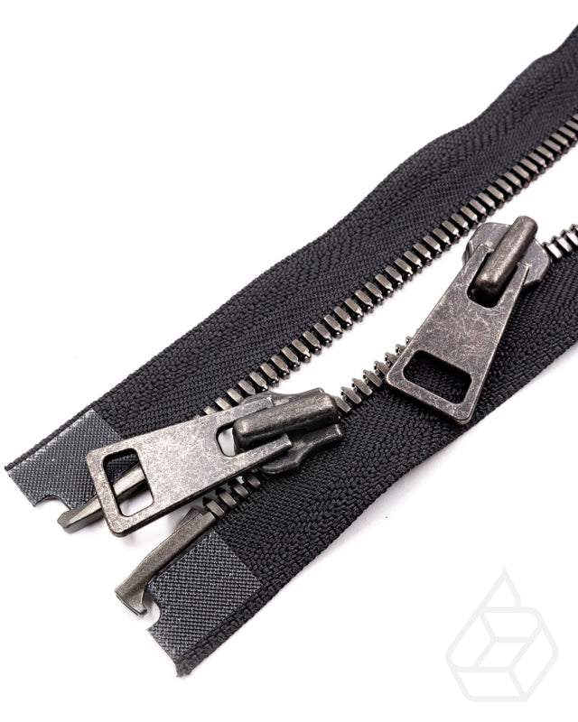 Ykk Excella® | Complete 2 Way Open-End Zipper With Double Sliders Gunmetal Size 8 Ritsen