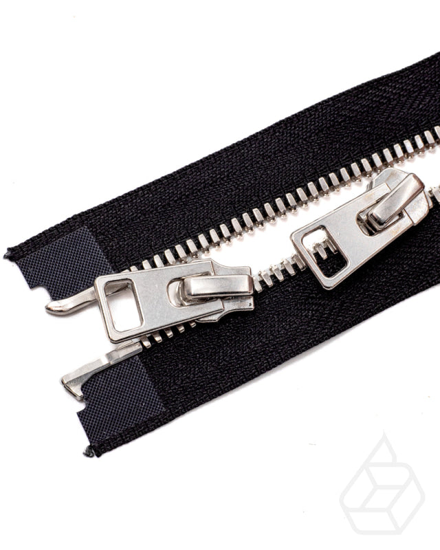 Ykk Excella® | Complete 2 Way Open-End Zipper With Double Sliders Silver Size 5 Ritsen