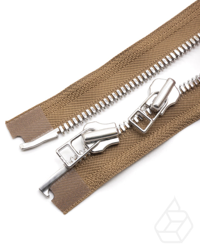 Ykk Excella® | Complete 2 Way Open-End Zipper With Double Sliders Silver Size 8 Ritsen