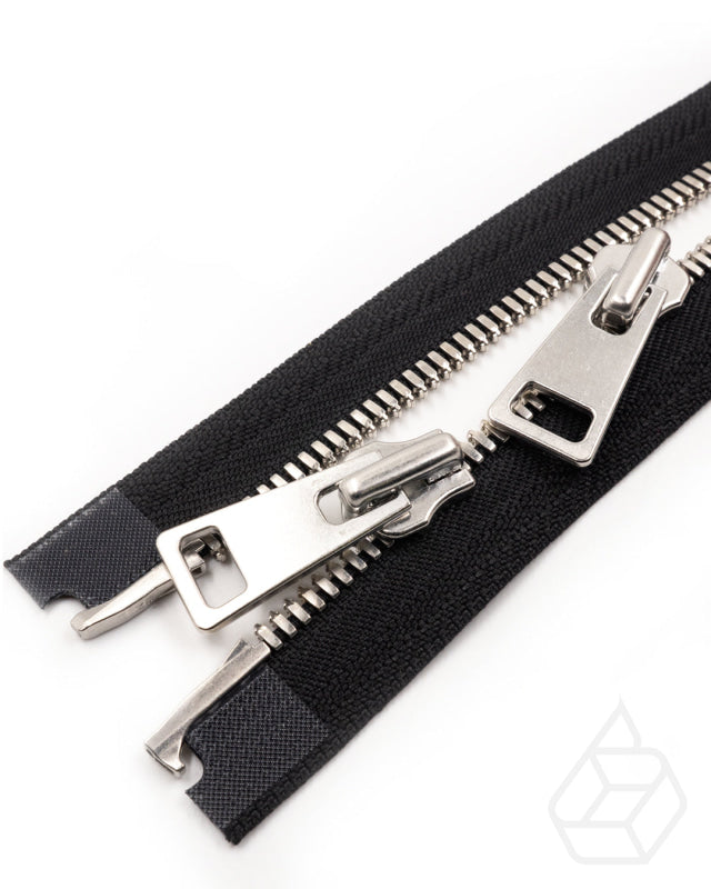 Ykk Excella® | Complete 2 Way Open-End Zipper With Double Sliders Silver Size 8 Ritsen