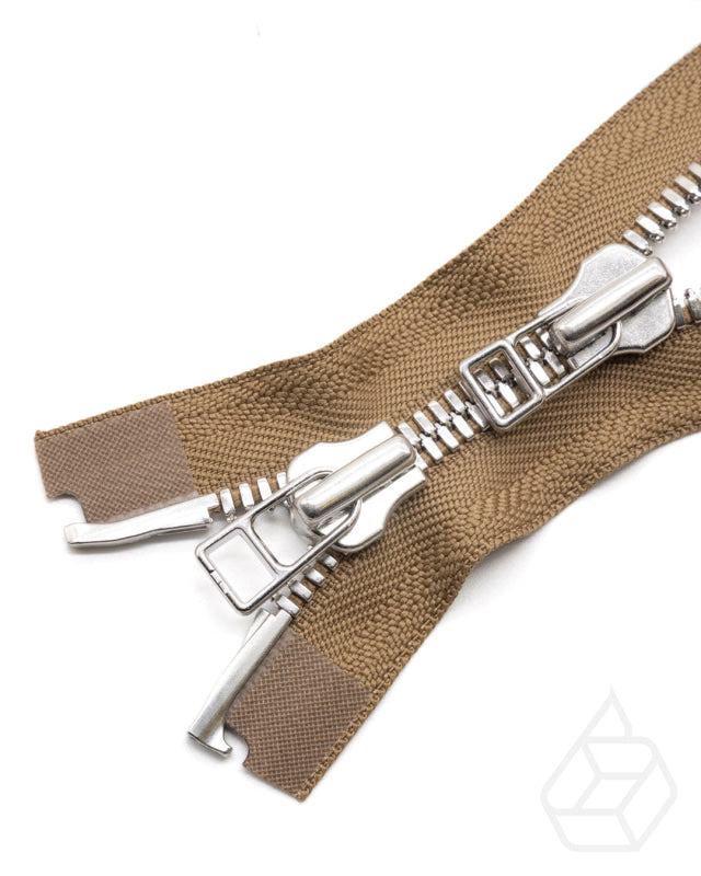 Ykk Excella® | Complete 2 Way Open-End Zipper With Double Sliders Silver Size 8 Ritsen