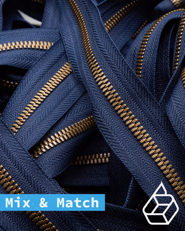 Ykk Excella® | Custom Made Zipper Antique Brass Size 5 Marine Blue 058 Ritsen