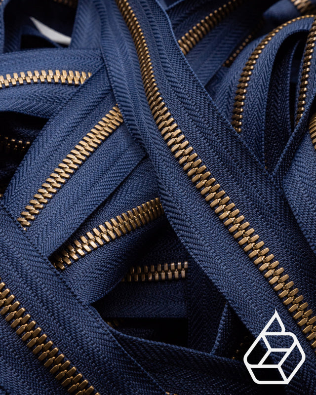 Ykk Excella® | Zipper On Roll Antique Brass Size 5 Marine Blue 058 Ritsen