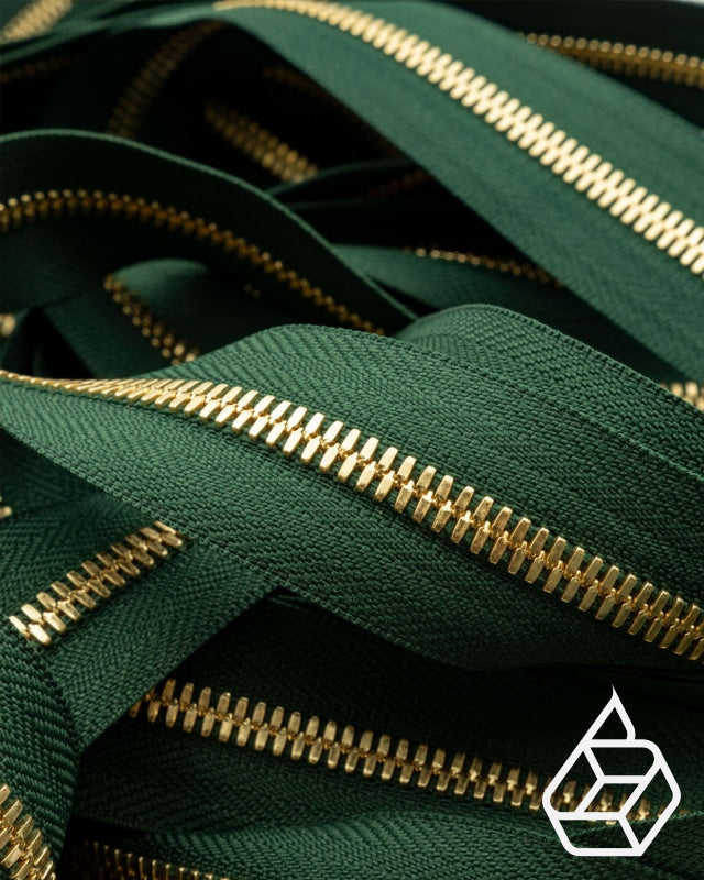 Excella® | Gepolijste Rits Van De Rol Maat #5 Gold Finish Dark Green 153 Ritsen