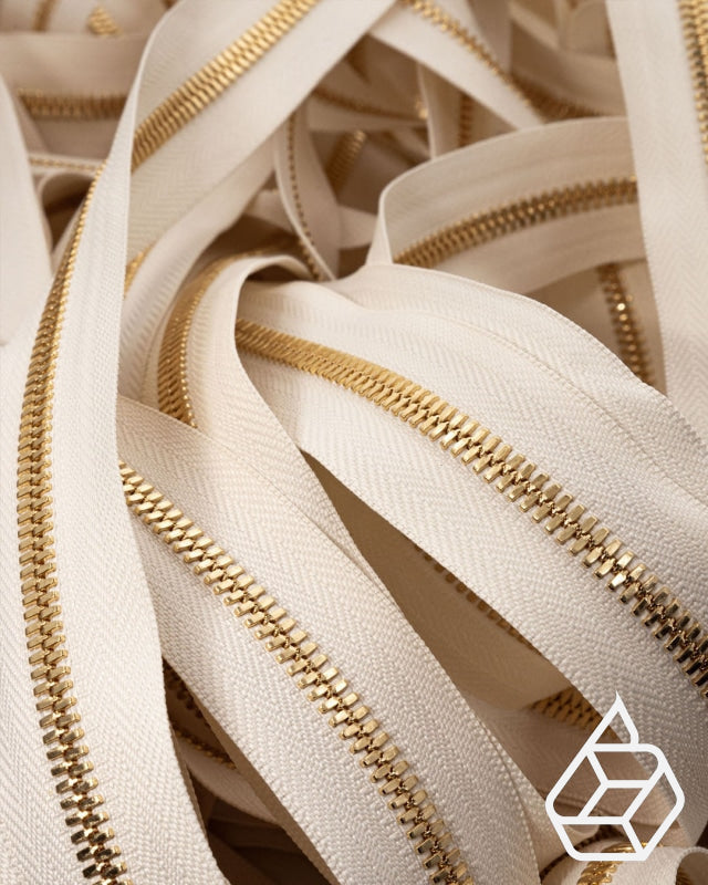 Excella® | Gepolijste Rits Van De Rol Maat #5 Gold Finish Ivory 841 Ritsen