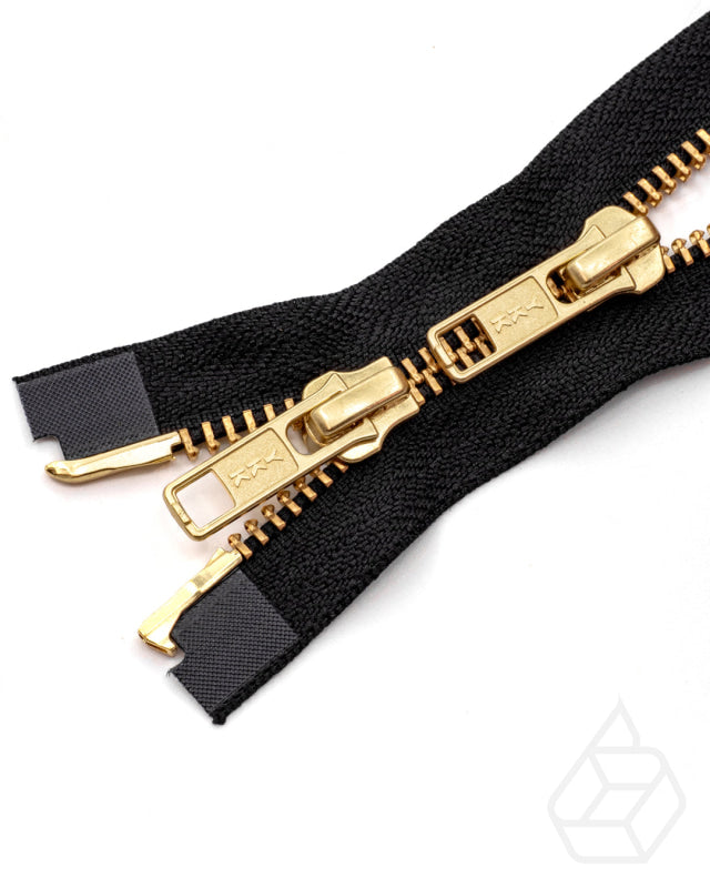 Ykk Metal | Complete 2 Way Open-End Zipper With Double Sliders Gold Size 5 Ritsen