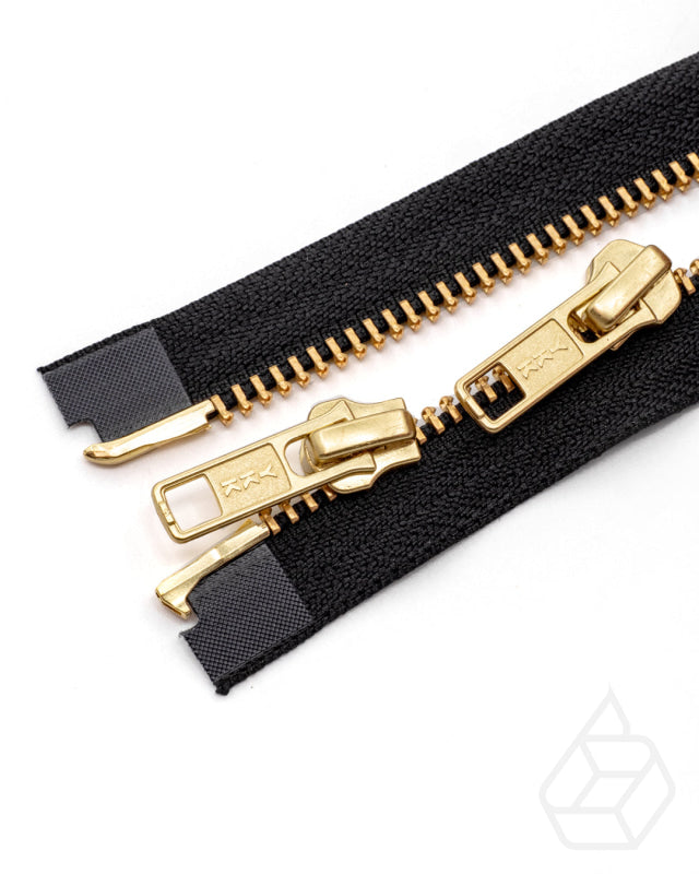 Ykk Metal | Complete 2 Way Open-End Zipper With Double Sliders Gold Size 5 Ritsen