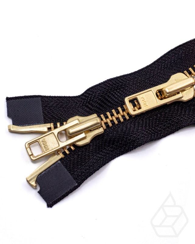 Ykk Metal | Complete 2 Way Open-End Zipper With Double Sliders Gold Size 8 Ritsen