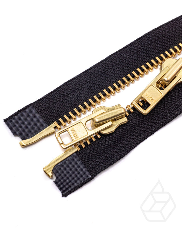 Ykk Metal | Complete 2 Way Open-End Zipper With Double Sliders Gold Size 8 Ritsen