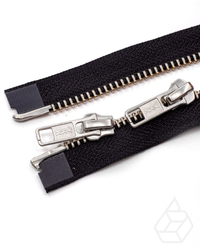 Ykk Metal | Complete 2 Way Open-End Zipper With Double Sliders Silver Size 5 Ritsen